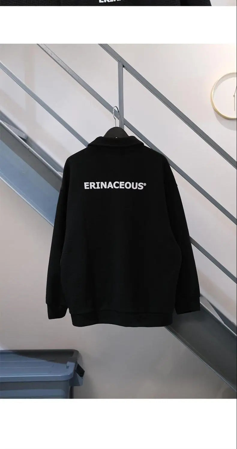 Spring new trendy brand ins loose casual polo lapel sweatshirt men's waffle top long-sleeved T-shirt women clothing y2k tops emo Street King Limited