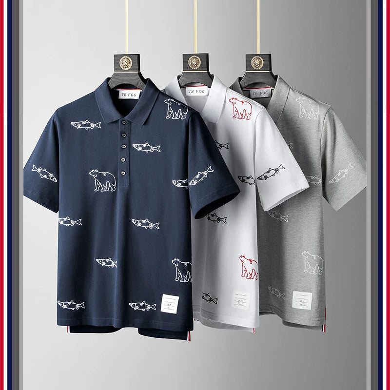 Streetwear New Men Luxury Embroidered Bears Striped Poodle Dog Fashion Polo Shir New 2023 Men Luxury Embroidered Bears Striped Poodle Dog Fashion Polo Shirts Shirt Hip Hop Skateboard Cotton Polos Top Tee 245 Fashion Sweater Jacket With Graphic Design For Men