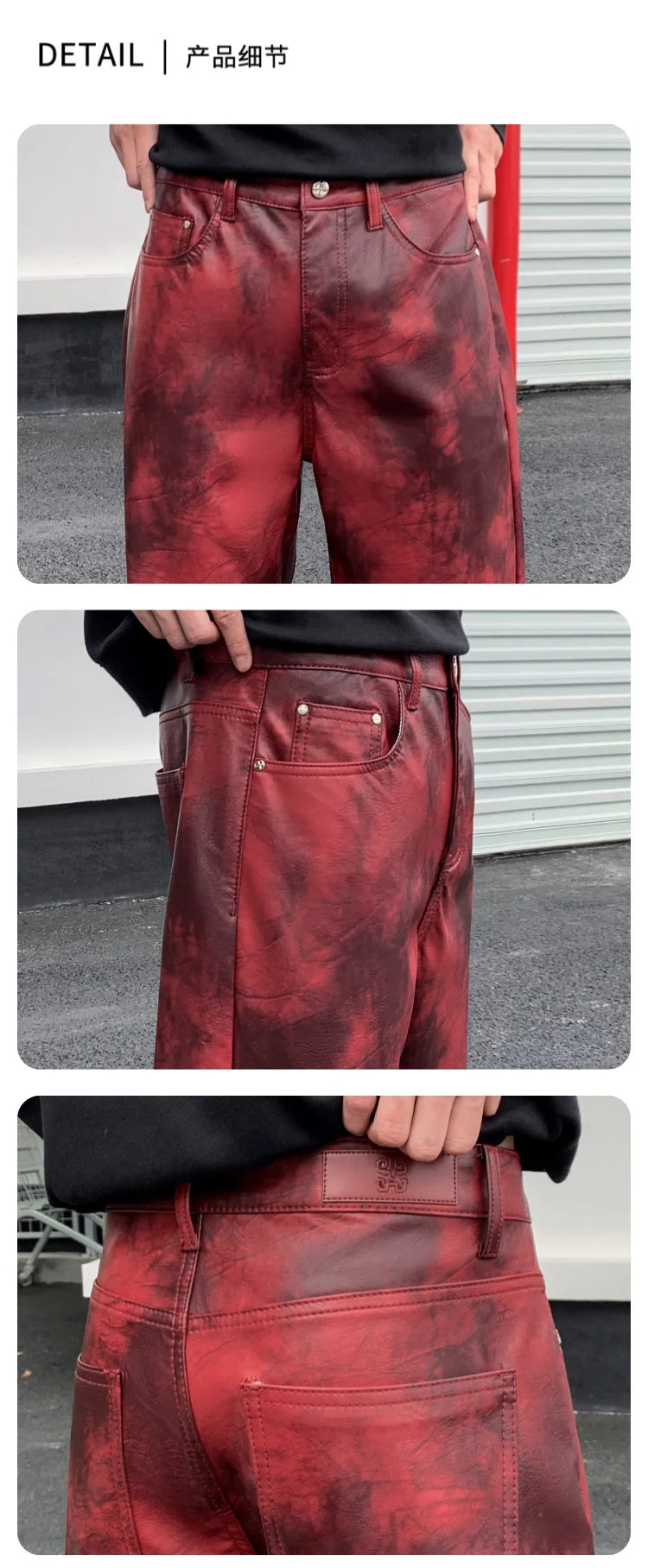 men streetwear fashion hip hop punk gothic vibe casual straight leather pant man y2k trousers motorcycle pants stage clothing unique default style 2305