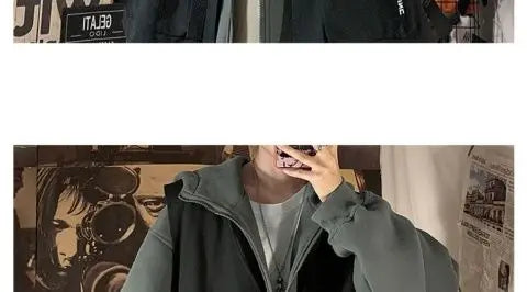 Fake two-piece coat men's ins, trendy Japanese functional workwear hooded jacket, autumn European and American retro trend tops Street King Limited