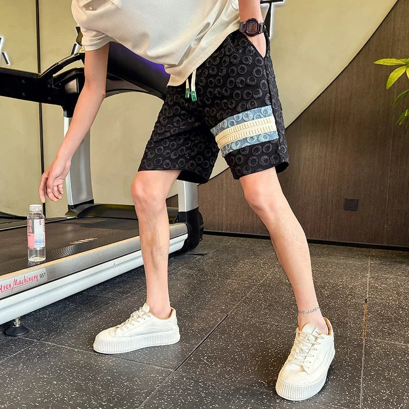 summer foam print shorts men y2k streetwear pleated baggy bermudas para hombre hip hop fashion vintage casual short pants techwear shorts