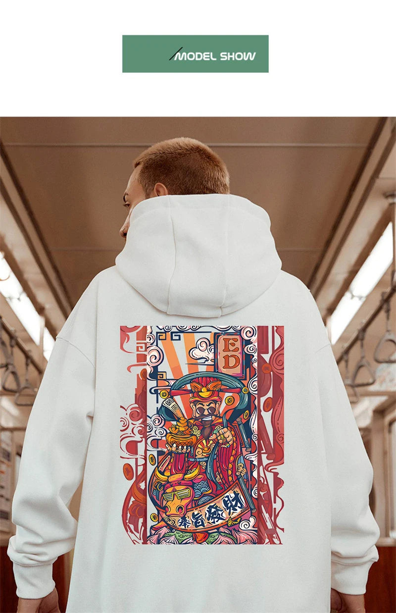 Men's Funny The God Of Wealth Graphic Hoodies 2025 Autumn Hip Hop Print Sweatshirts Hombre Y2K Streetwear Pullovers Hoodie Street King Limited