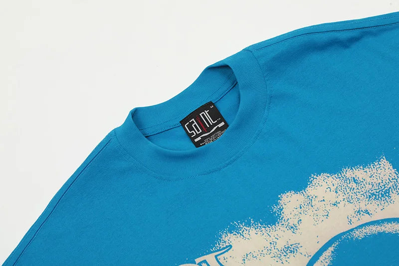 Black White Blue SAINT T-shirt Men Woman Good Quality Vintage Cartoon Pattern Printing Loose Casual Top Tees Street King Limited