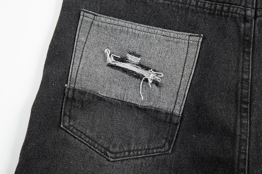 vintage washed ripped hole slim pencil pants mens and womens streetwear frayed distressed baggy jeans oversize loose denim pants unique jeans style 4354