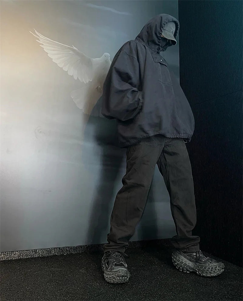 Autumn And Winter KANYE High Street YZY Pure Cotton Loose Men's And Women's Large Charge Shirts Street King Limited