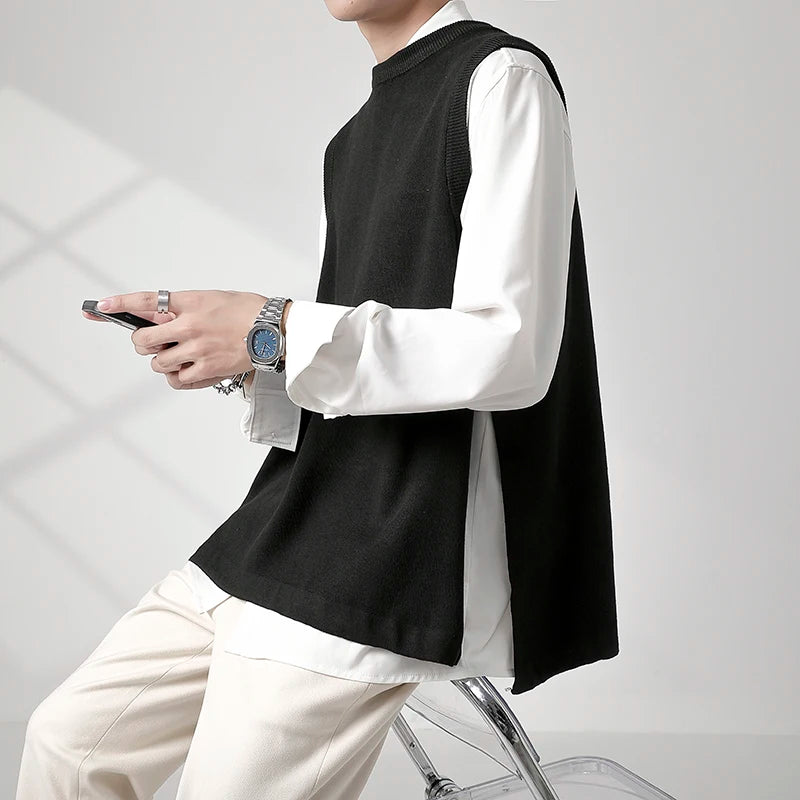 Slim Fit Sweater Vest Men Warm Fashion Casual Knitted Pullover Men Korean Loose Sleeveless Sweater Mens Jumper Clothes M-3XL Street King Limited