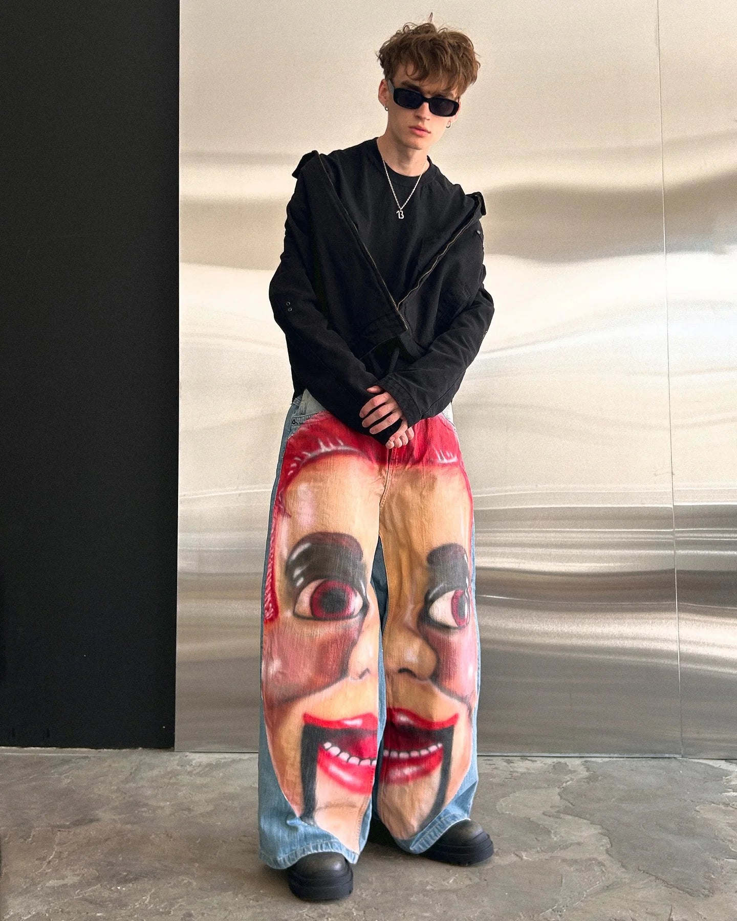 high street casual puppet master pattern sweatpants retro y2k men jeans street hip hop straight harajuku streetwear men clothing relaxed fit joggers