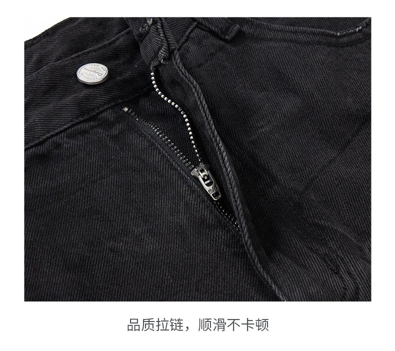 men streetwear fashion side splice hip hop loose casual wide leg straight baggy jeans pant cityboy jeans pants trousers unique jeans style 2487
