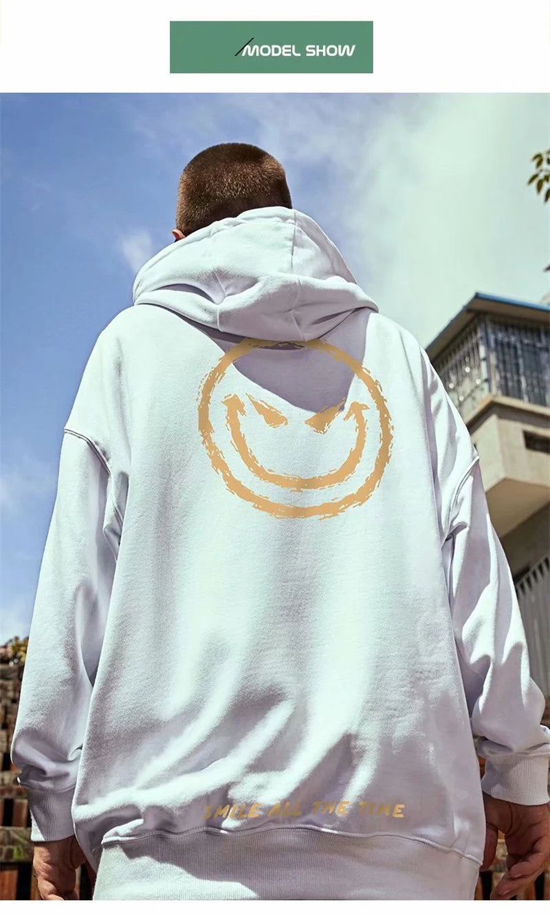 Autumn Smile Print graphic hoodies Harajuku Fashion Casual Cool Hoody Men Streetwear Funny Hoodie Couples Hip Hop y2k Clothes Street King Limited