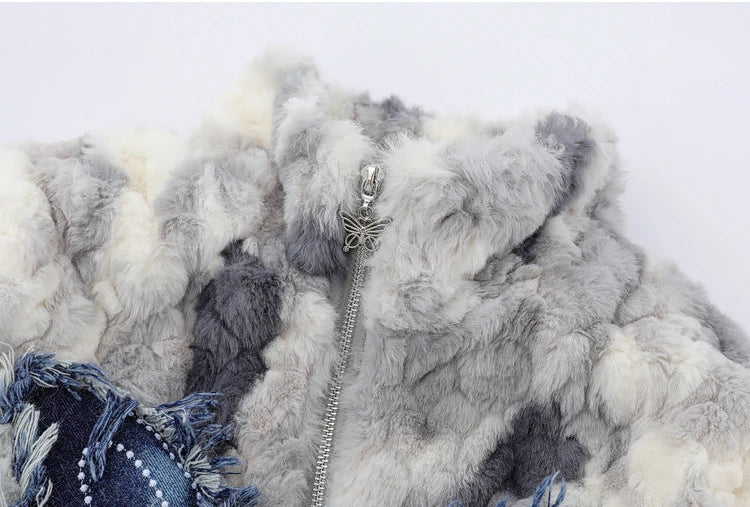 mens hip hop fleece jackets coats patchwork butterfly stand collar jacket parka zipper warm hairy jacket coat outerwear hipster unique default style 4271