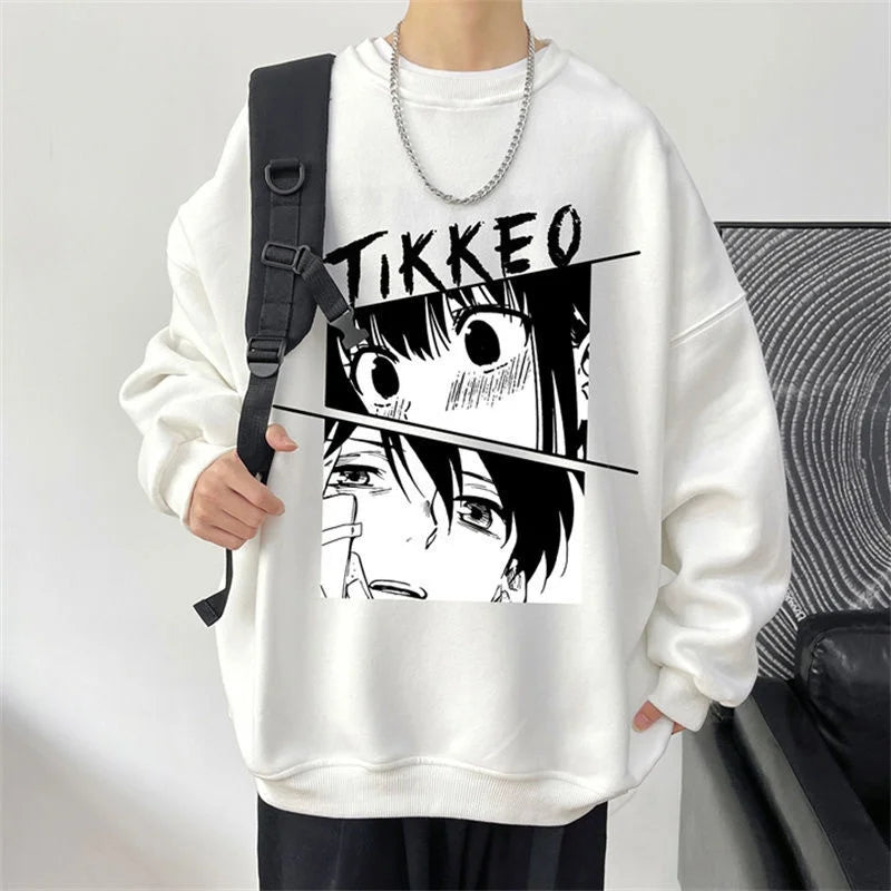 Autumn Japanese Anime Fashion Men Sweatshirt Graphic Fleece Y2K Clothes Casual Hip Hop Streetwear Crewneck Pullover Hoodies Street King Limited