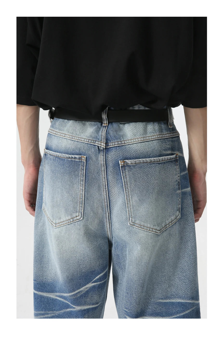 vintage blue baggy jeans man loose straight denim pants harajuku hip hop jeans trousers men unique jeans style 4723
