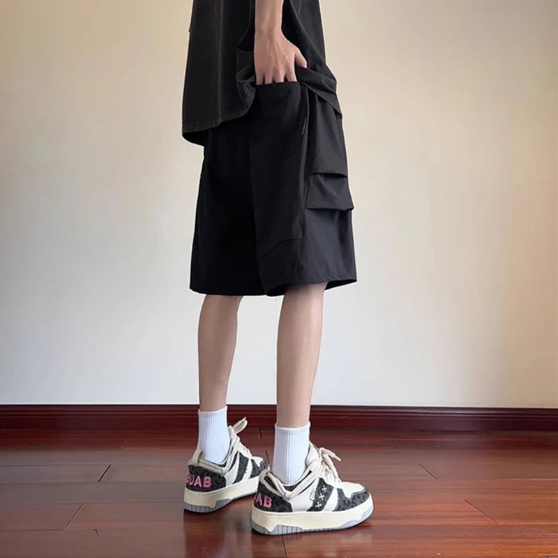 summer sports cargo shorts for men casual baggy breathable hip hop fashion bermuda short pants daily beach y2k streetwear shorts baggy cargo bottoms