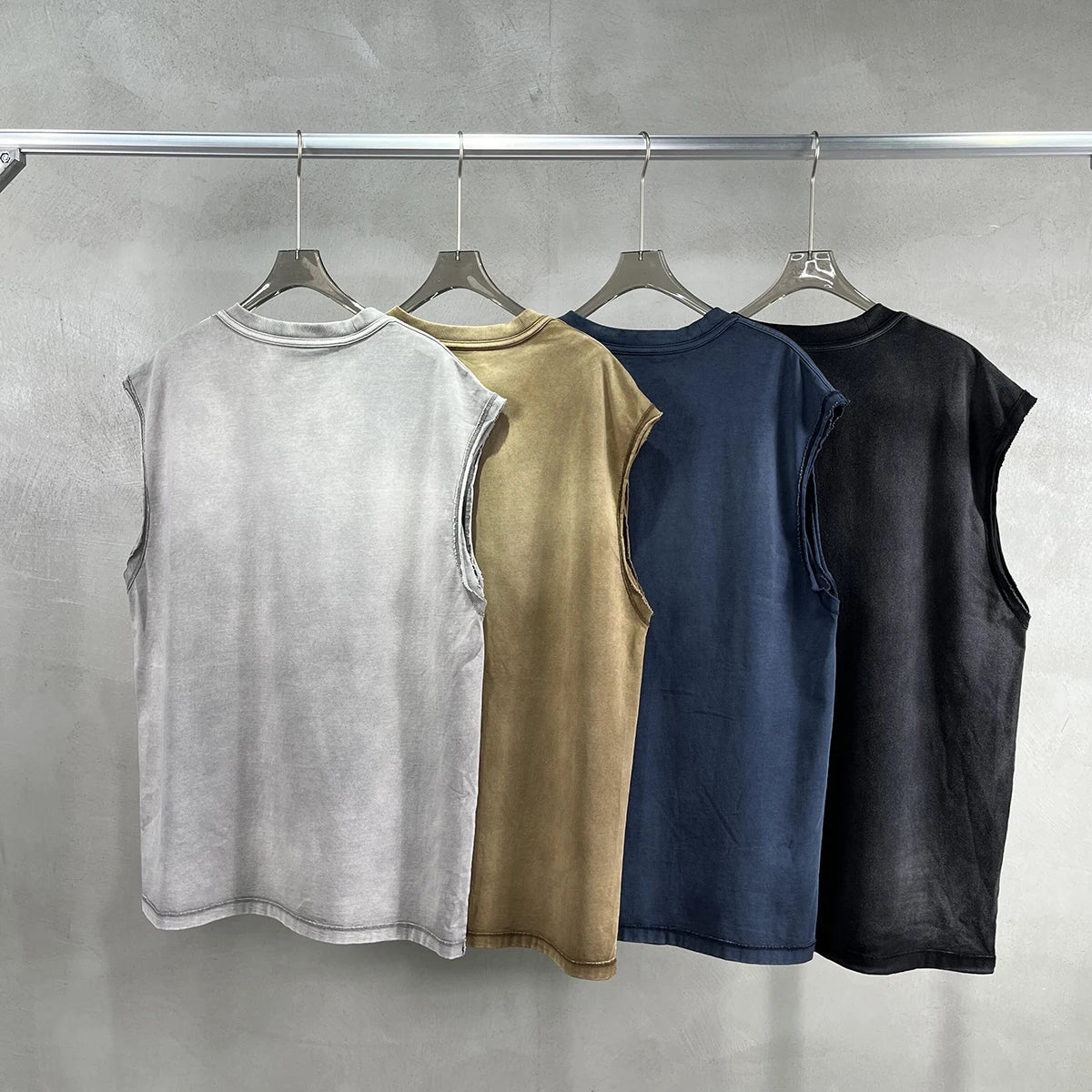 2024 Baggy Y2k Wax Dyed Vest Distressed Washed Tank Top Men's American Oversized Streetwear Trendy Retro Sleeves T Shirts Street King Limited