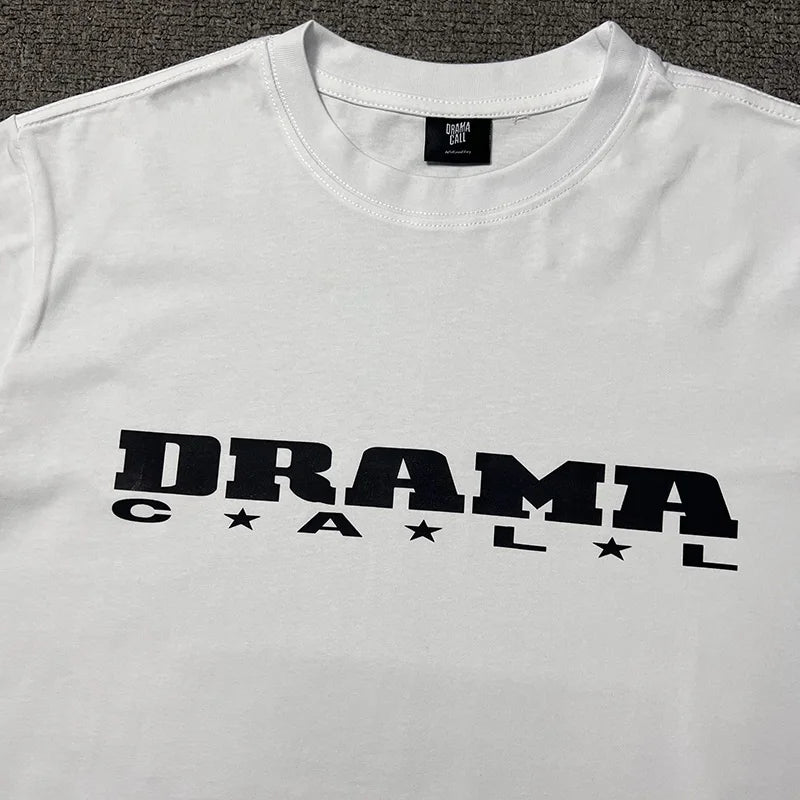 2024ss Drama Call T-shirt Men Women 1:1 High Quality Stars Letter Print Fashion Street Lovers Casual Tops Tee Street King Limited