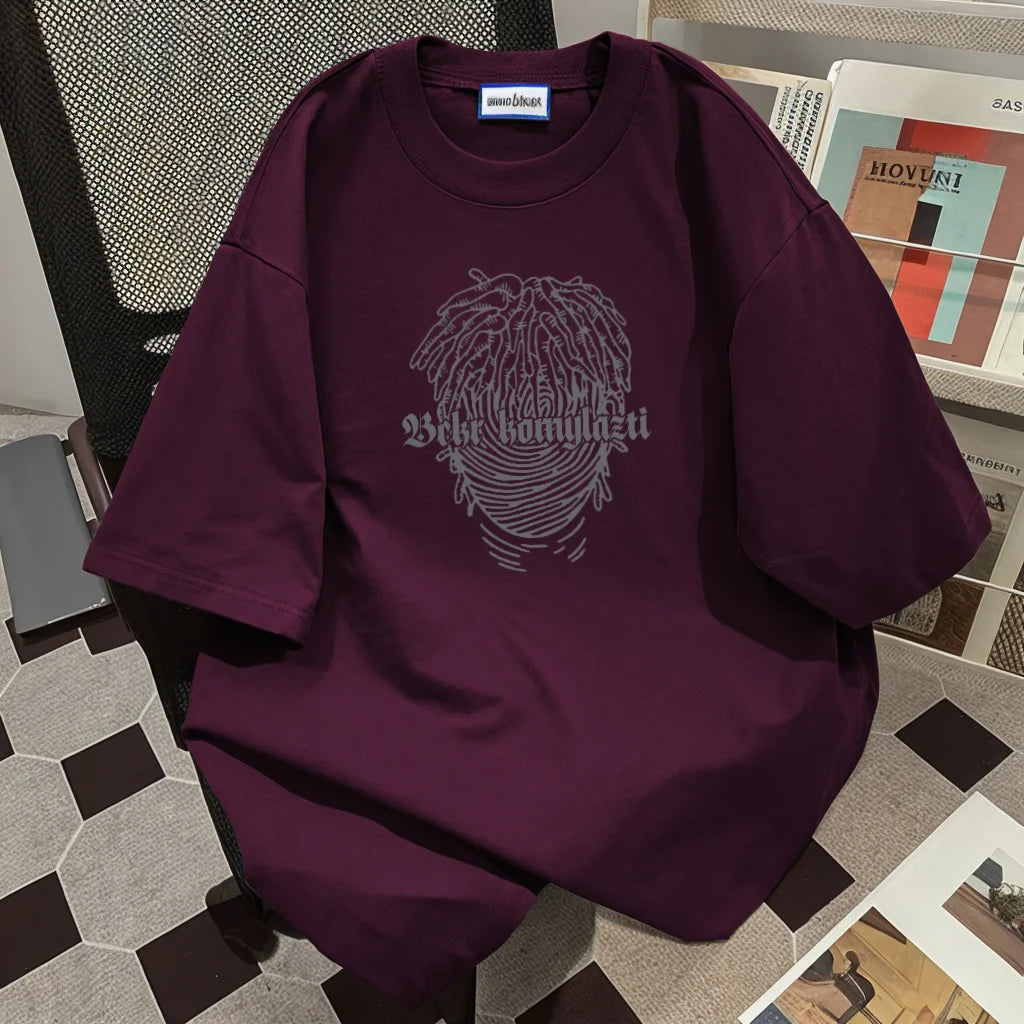 Summer New Trendy Men and Women Hip Hop Personalized Printed Round Neck Short Sleeve American Couple Loose Casual T-shirt Top Street King Limited