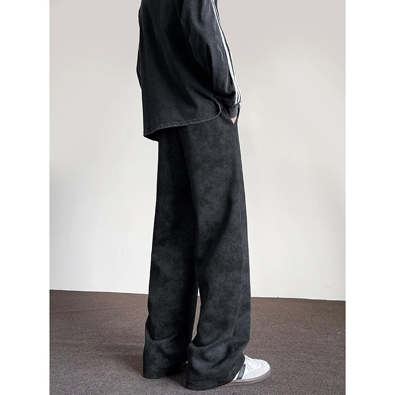 harajuku streetwear tie dye casual pants men women wide leg straight mopping trousers oversize korean fashion drawstring pants menswear bottoms