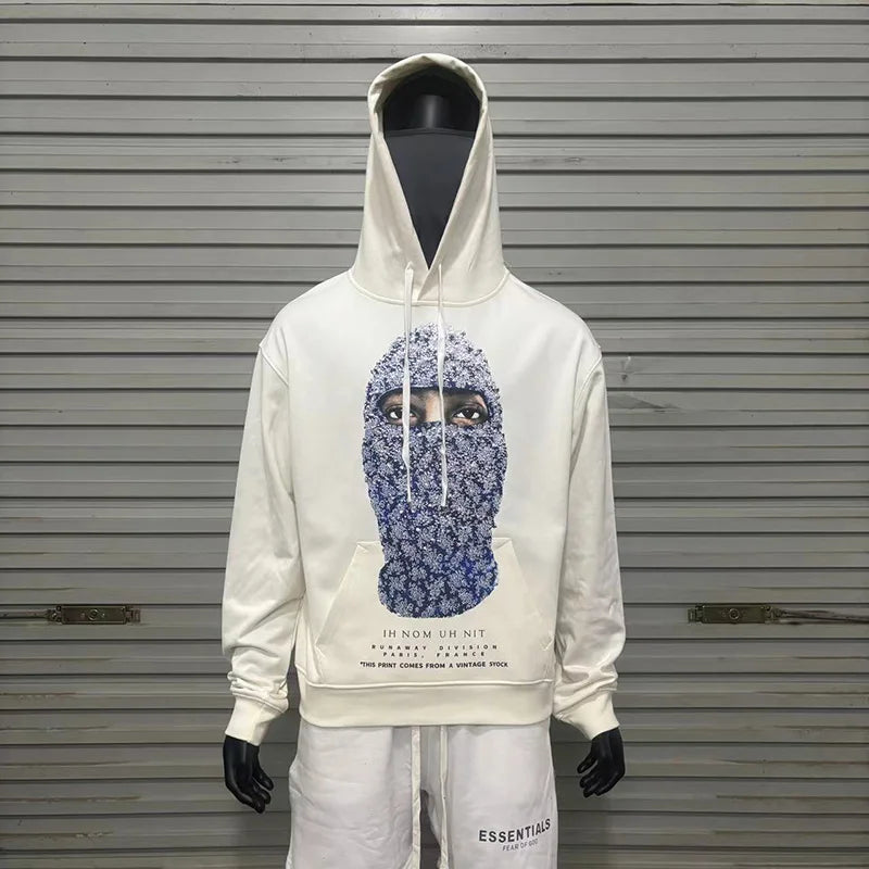 Black Rice White IH NOM UH NIT Hoodies Roses Masked Men Printing Loose Casual Lovers Men Woman Pullover Sweatshirts Street King Limited