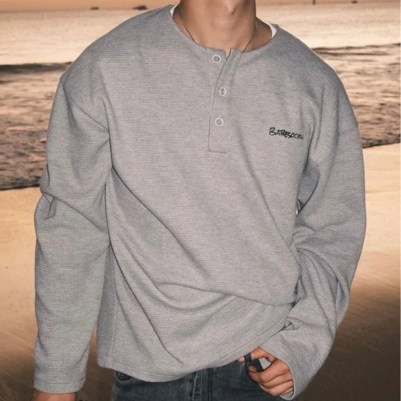 Trendy Korean Style Personalized Floral Gray Waffle Print Long-sleeved Autumn American Men's Women's Y2K Round Neck Sweatshirt Street King Limited