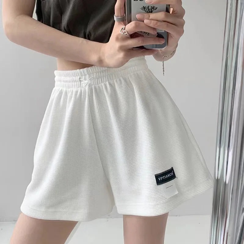 Women's Shorts 2023 Summer High Waisted Sports Shorts Loose Bottoms Female Casual Elastic Waist Hot Pants Solid Color Homewear Street King Limited