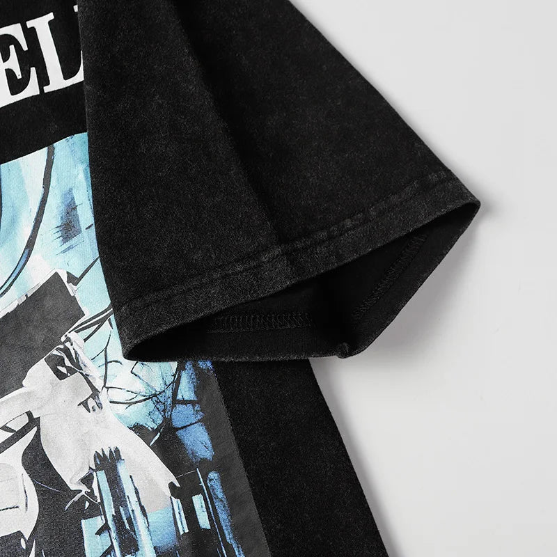 Saint T-shirt Summer Men Woman High Quality Street Hip Hop Chaopai Lovers Loose Casual O-Neck Wash Top Tees Street King Limited