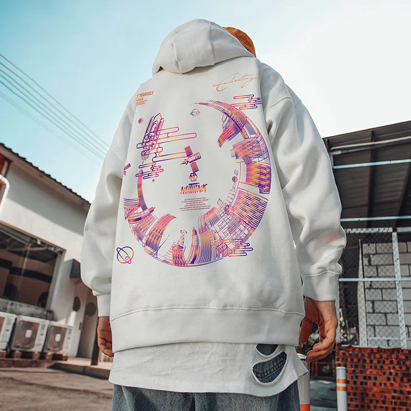 High Street Graffiti Graphic Hoodie Mens Loose Fleece Hoodies Harajuku Hip Hop Oversize Casual Hooded Sweatshirts Y2K Clothes Street King Limited