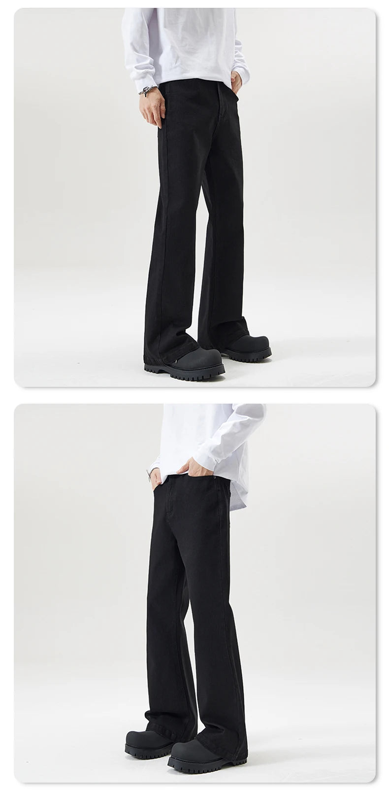 men black elastic denim micro flared jeans pants streetwear fashion cleanfit hip hop punk slim fit jeans y2k pants trouser unique jeans style 1698