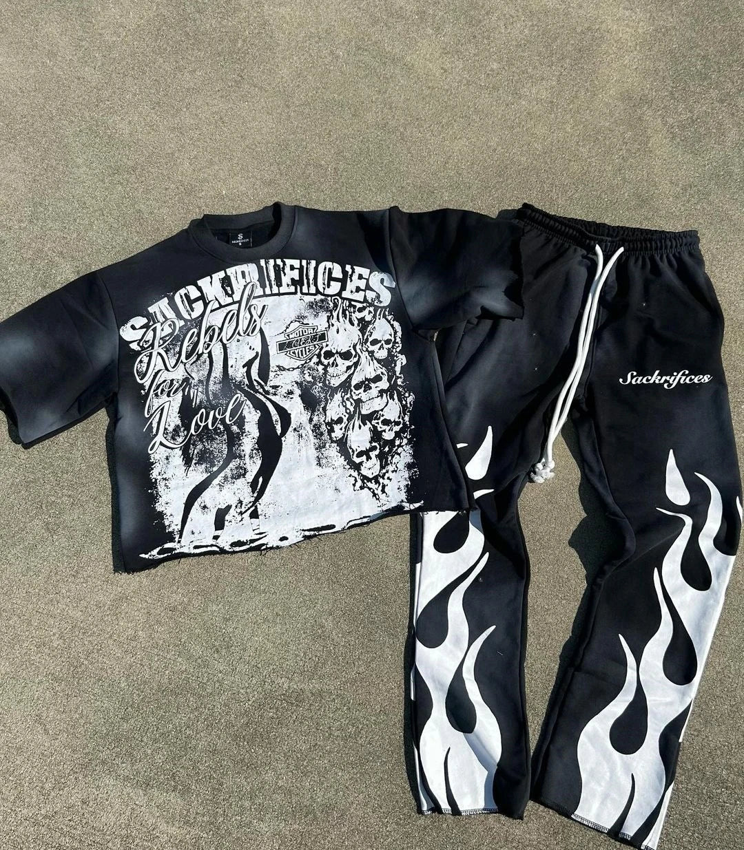 Y2k Women's Short Sleeved T-Shirt And Pants Set With Personalized Cartoon Anime Print Patterns Streetwear Vintage Punk Clothes Street King Limited