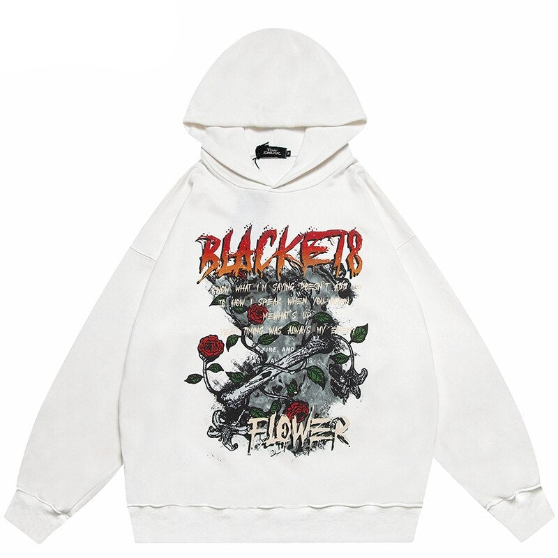 "Black Rose" Unisex Men Women Streetwear Graphic Hoodie Daulet Apparel