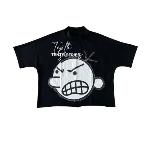 Y2k Streetwear Gothic Anime Graphic Print Oversized T-Shirt Men's Fashion Harajuku Rock Loose Round Neck Casual Short Sleeve Top Street King Limited