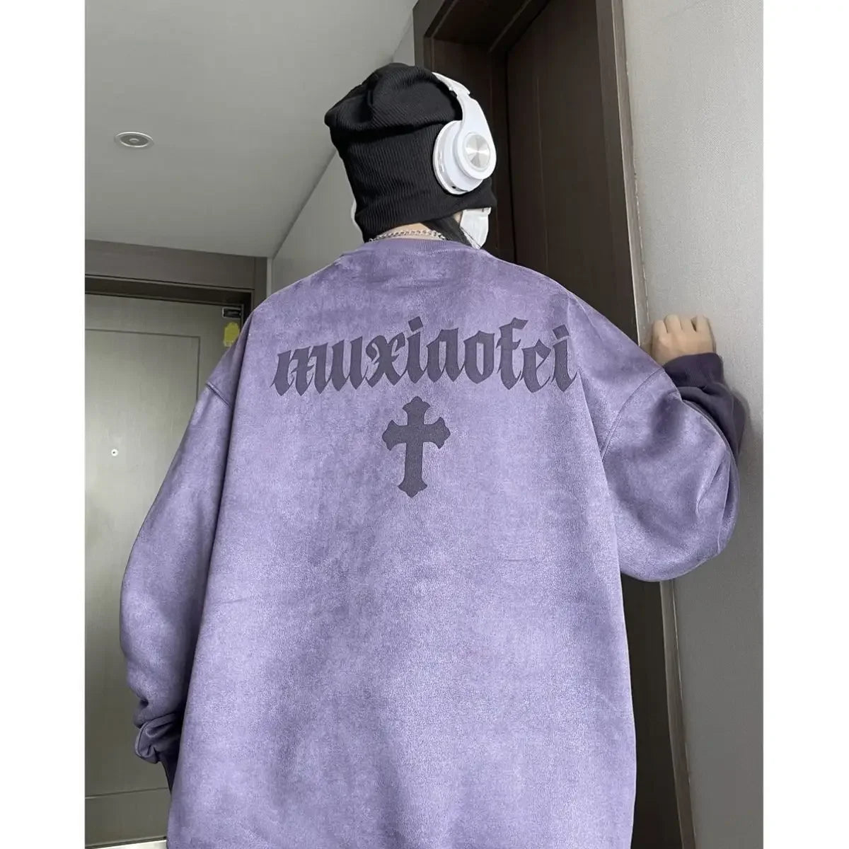 New suede sweatshirt for men in autumn new American high street handsome long sleeved couple tops printed round neck jacket y2k Street King Limited