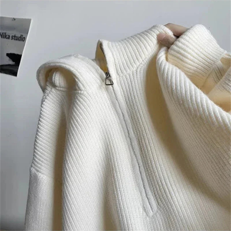 New Half Zipper sweater Knitted Sweater For Men Y2K Vintage Long Sleeve