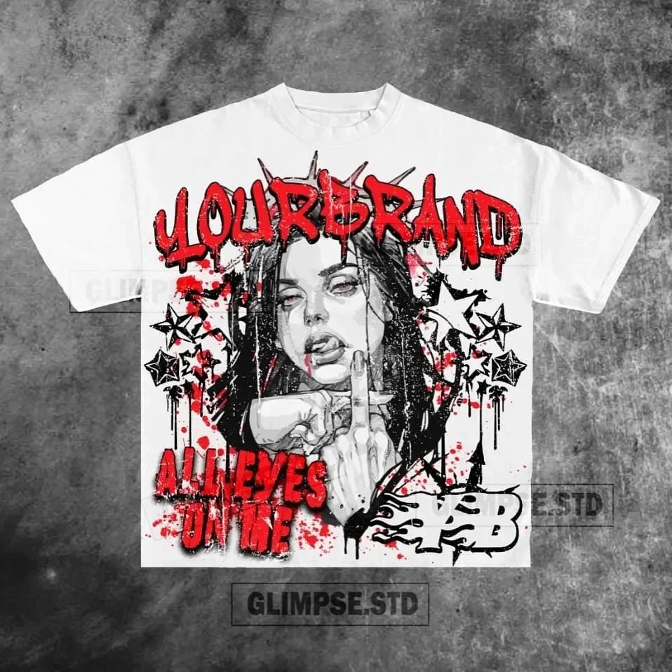 American Sweatshirt Head Print Graphic t shirts Oversized Y2k Tops Korean couples Goth T shirt Harajuku pro choice men clothing Street King Limited