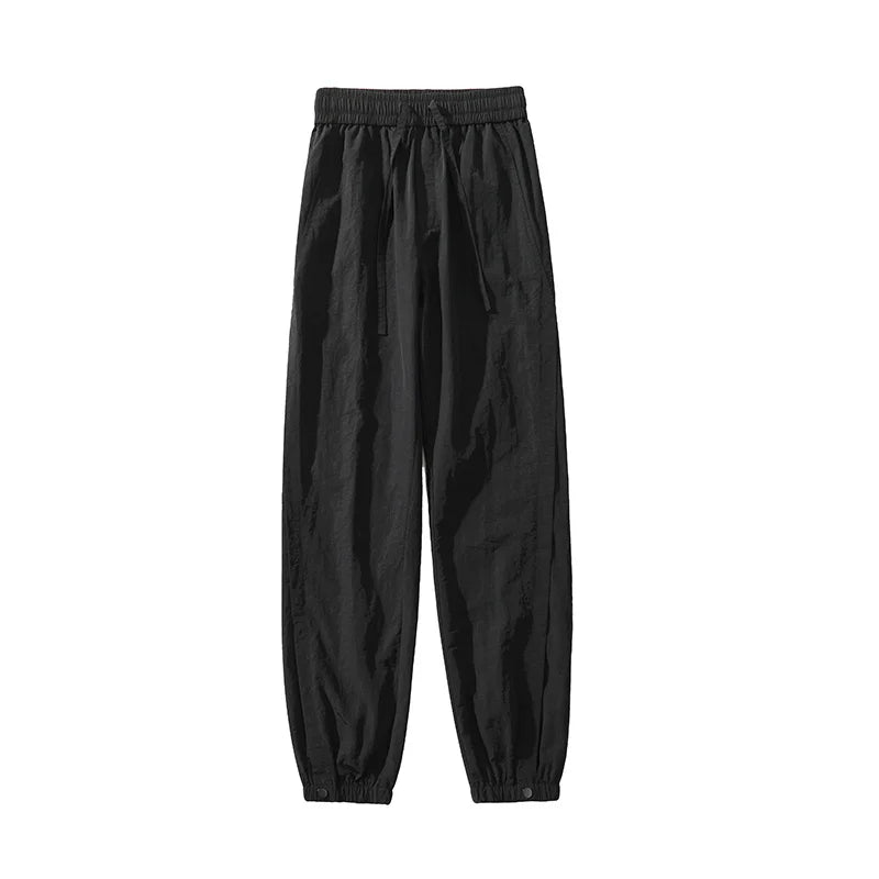 summer mens solid color breathable trousers male casual elastic waist fitness joggers sweatpants autumn baggy straight pants urban active pants