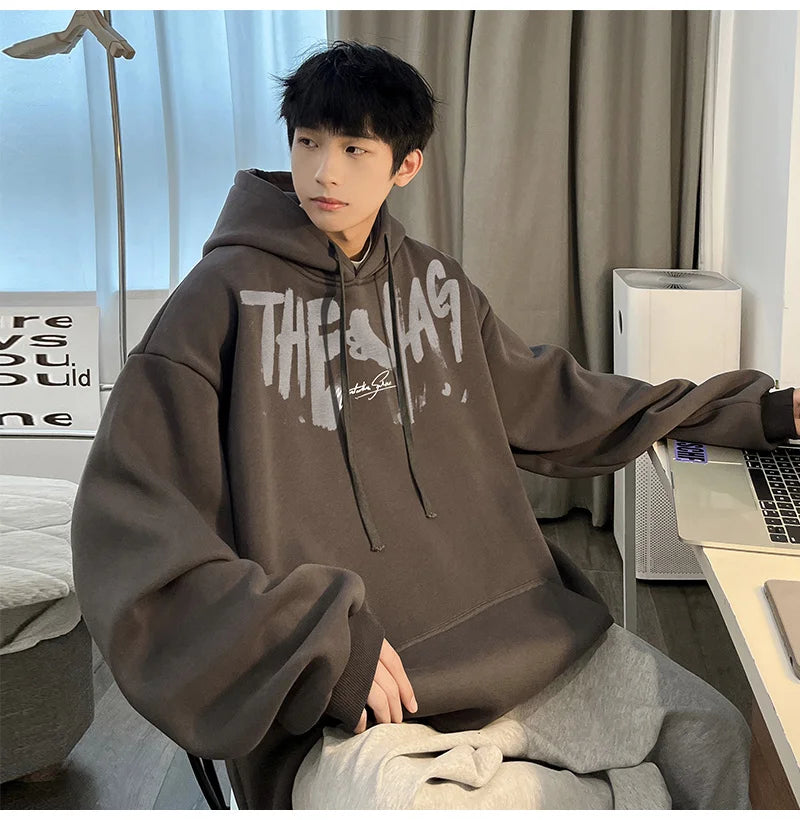 High Street Letter Print Oversized Hoodie Men's New Hip Hop Fashion Hooded Sweatshirt Autumn Y2K Vintage Pullover Hoody Clothes Street King Limited