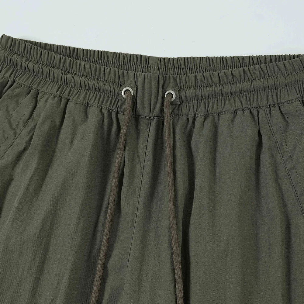 Men Solid Color Pants Y2K Pleated Joggers Baggy Pants Hip Hop Casual Drawstring Waist Quick Drying Trousers Street King Limited