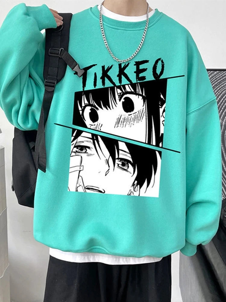 Autumn Japanese Anime Fashion Men Sweatshirt Graphic Fleece Y2K Clothes Casual Hip Hop Streetwear Crewneck Pullover Hoodies Street King Limited