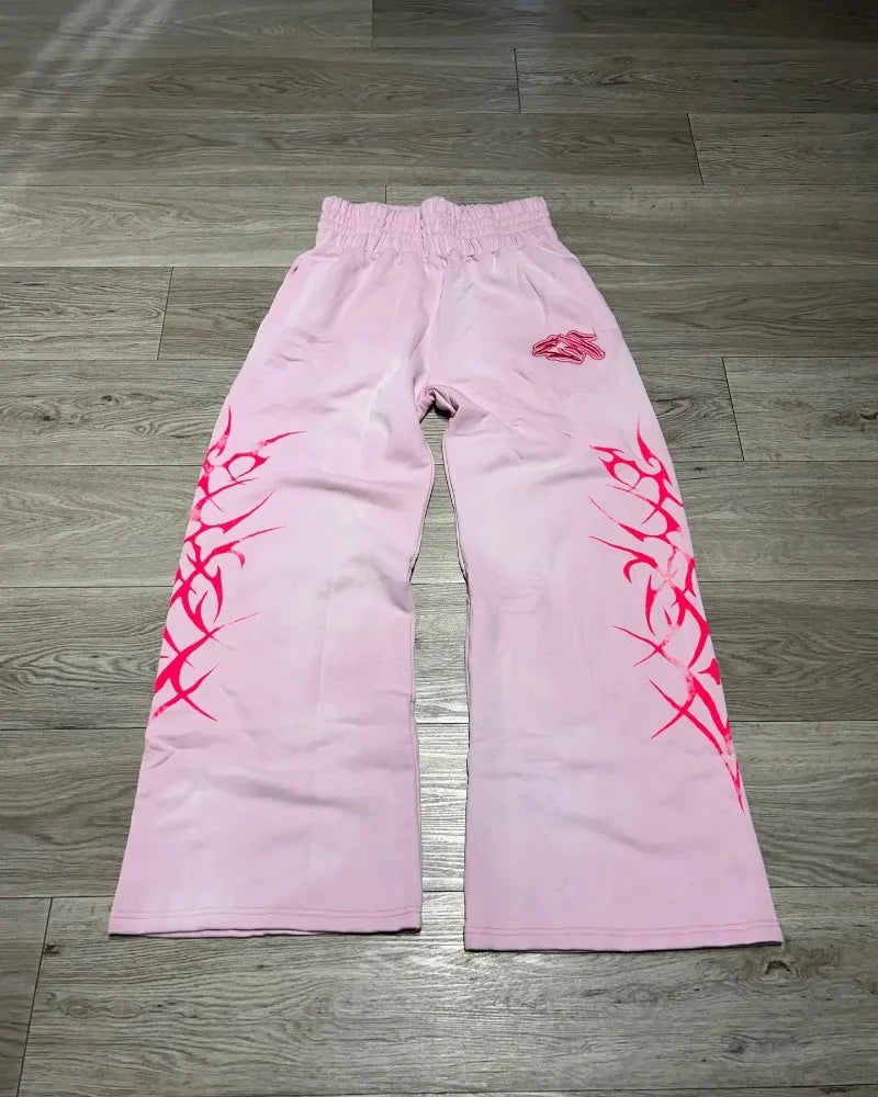 y2k american high street brand fashion loose floor length pants men harajuku retro gothic punk printed oversized trousers women urban fashion pants