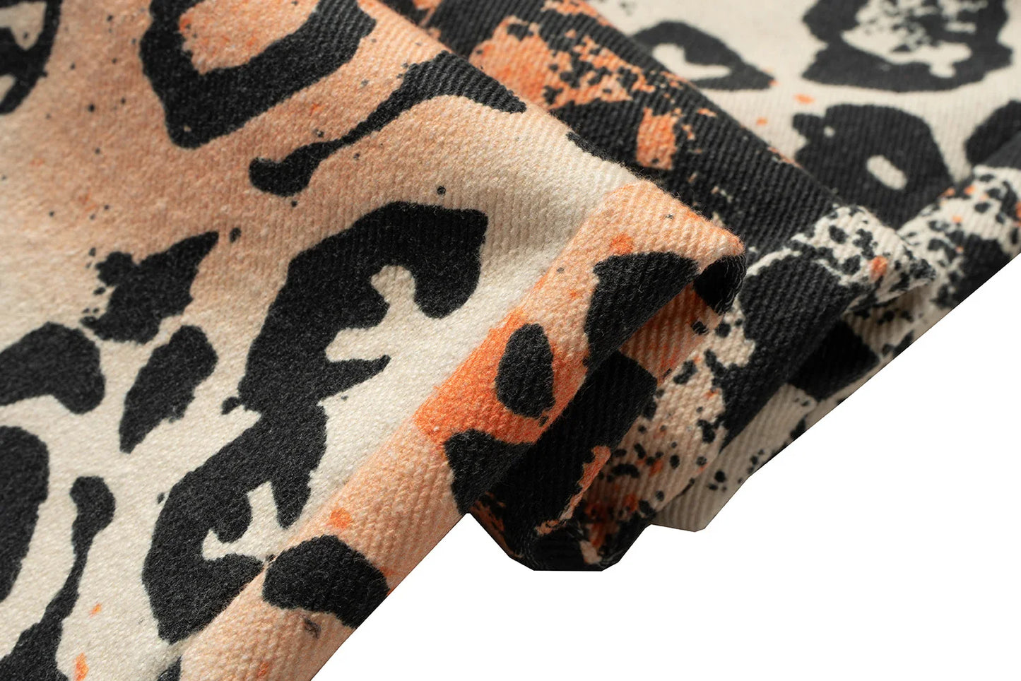Vintage Leopard Patchwork Straight Baggy Jeans Pants Mens Streetwear Pockets Casual Unisex Denim Trousers Loose Cargo Pants Street King Limited