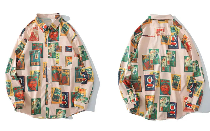 Streetwear Gonthwid Hawaiian Beach Shirts Harajuku Vintage Poster Print Long Slee Gonthwid Hawaiian Beach Shirts Harajuku Vintage Poster Print Long Sleeve Aloha Party Holiday Shirt Mens Casual Button Down Tops Fashion Sweater Jacket With Graphic Design For Men