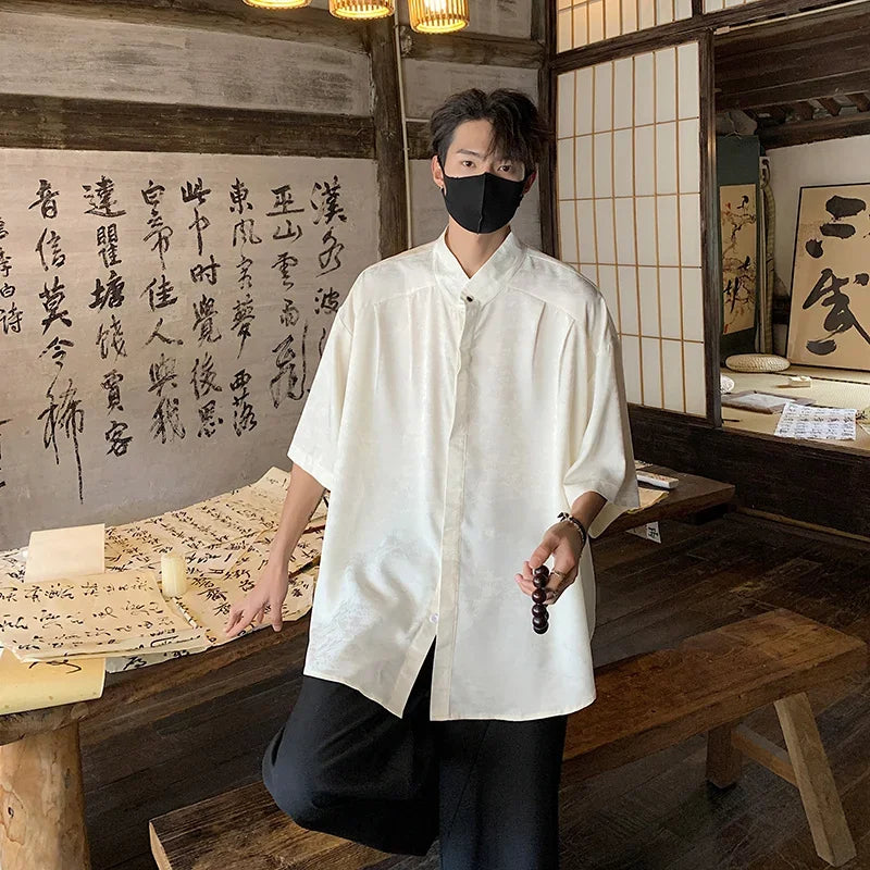Streetwear New Chinese Style Hawaiian Flower Shirts For Men Short Sleeve T Shirts New Chinese Style Hawaiian Flower Shirts For Men Short Sleeve T Shirts 2024 Summer 3D Graphic Shirt Y2K Streetwear Mens Blouse Fashion Sweater Jacket With Graphic Design For Men