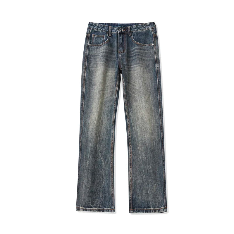 mens plus size retro fashion streetwear loose casual micro flared denim pants jeans cityboy jeans trousers 28 40 ripped baggy denim