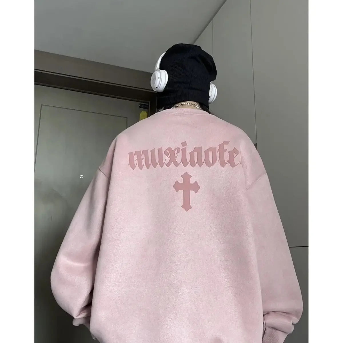 New suede sweatshirt for men in autumn new American high street handsome long sleeved couple tops printed round neck jacket y2k Street King Limited