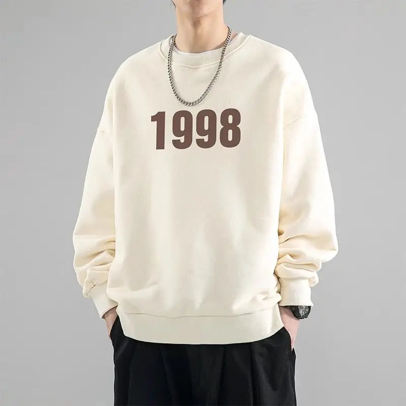 Trendy Korean Personality Simple Retro Sweatshirt for Boys 2024 New Spring and Autumn Ins American Sports Personality Youth Tops Street King Limited