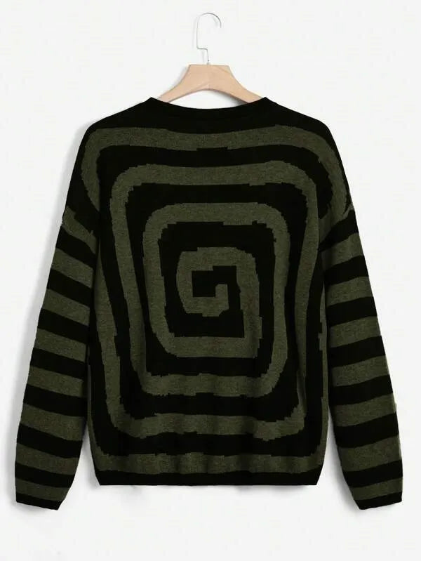 Y2K Women's Sweater Clothing Vintage Knitted Wool Sweater Jumper Round Neck Stripe High Neck Round Neck Long Sleeve Clothing Top Street King Limited