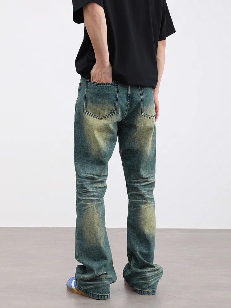 retro washed denim baggy jeans pants unisex hip hop fashion streetwear harajuku patchwork loose flare straight pants joggers men relaxed fit joggers