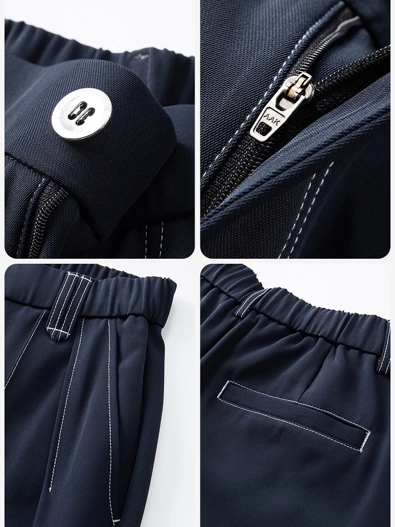 men bright line elastic waist streetwear fashion loose casual plus size straight suit pants work man business trousers urban fashion pants