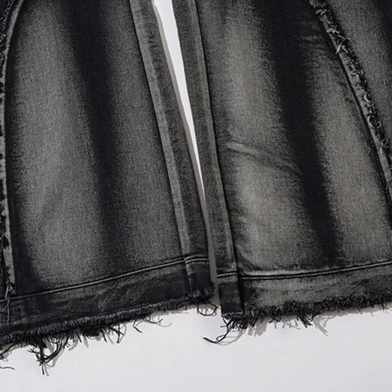 Men Baggy Jeans Spliced Washed Raw Edge Design Denim Pants Y2K Fashion Harajuku Goth Streetwear Wide Leg Trousers Unisex Street King Limited