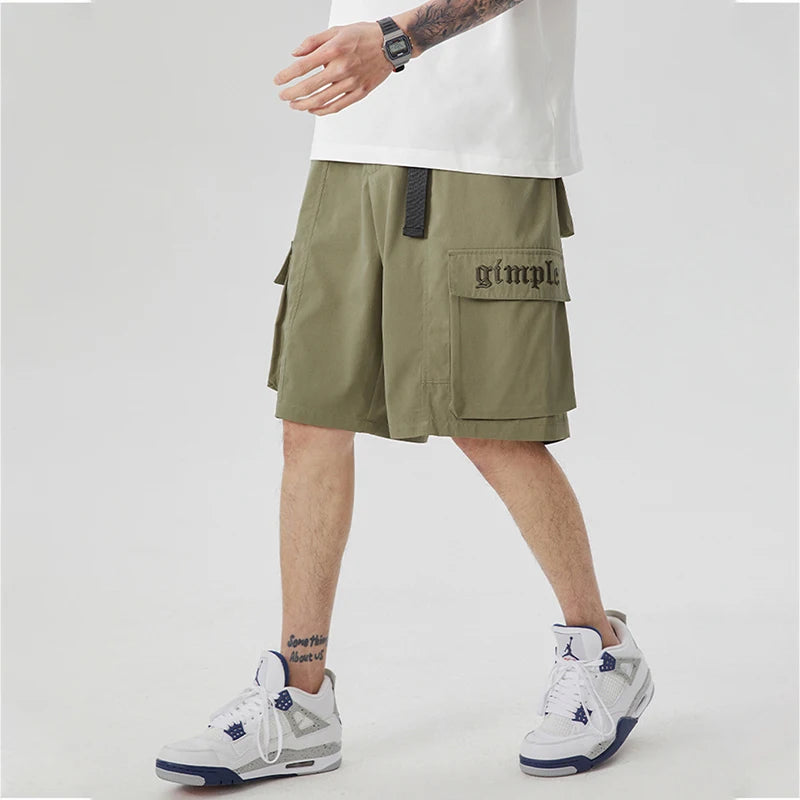 summer new american retro cargo shorts for men casual multi pocket baggy y2k shorts streetwear hip hop embroidery short cargo utility cargo pants