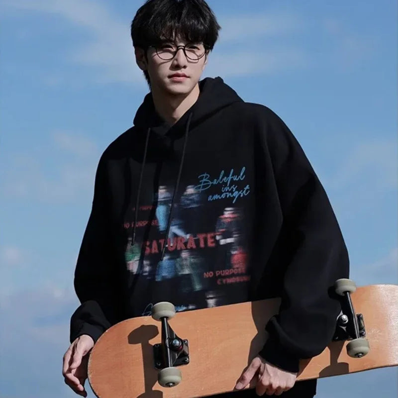 Skatercore Flame Bold Hoodie Layered Streetwear Staple
